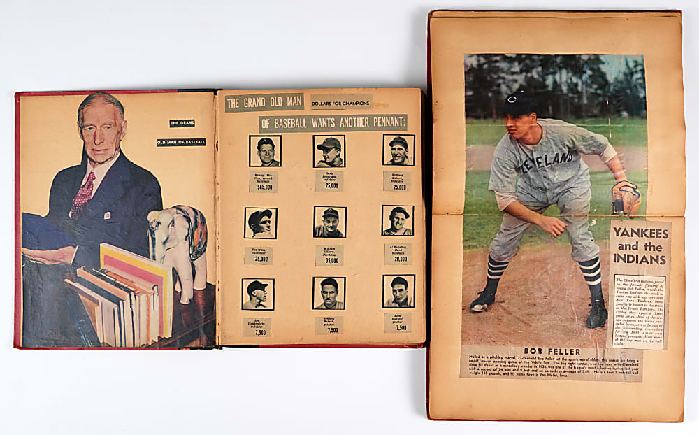 Circa 1930s Baseball Scrapbook Collection (8) with Babe Ruth & Lou Gehrig - Loaded with Pre-War Material