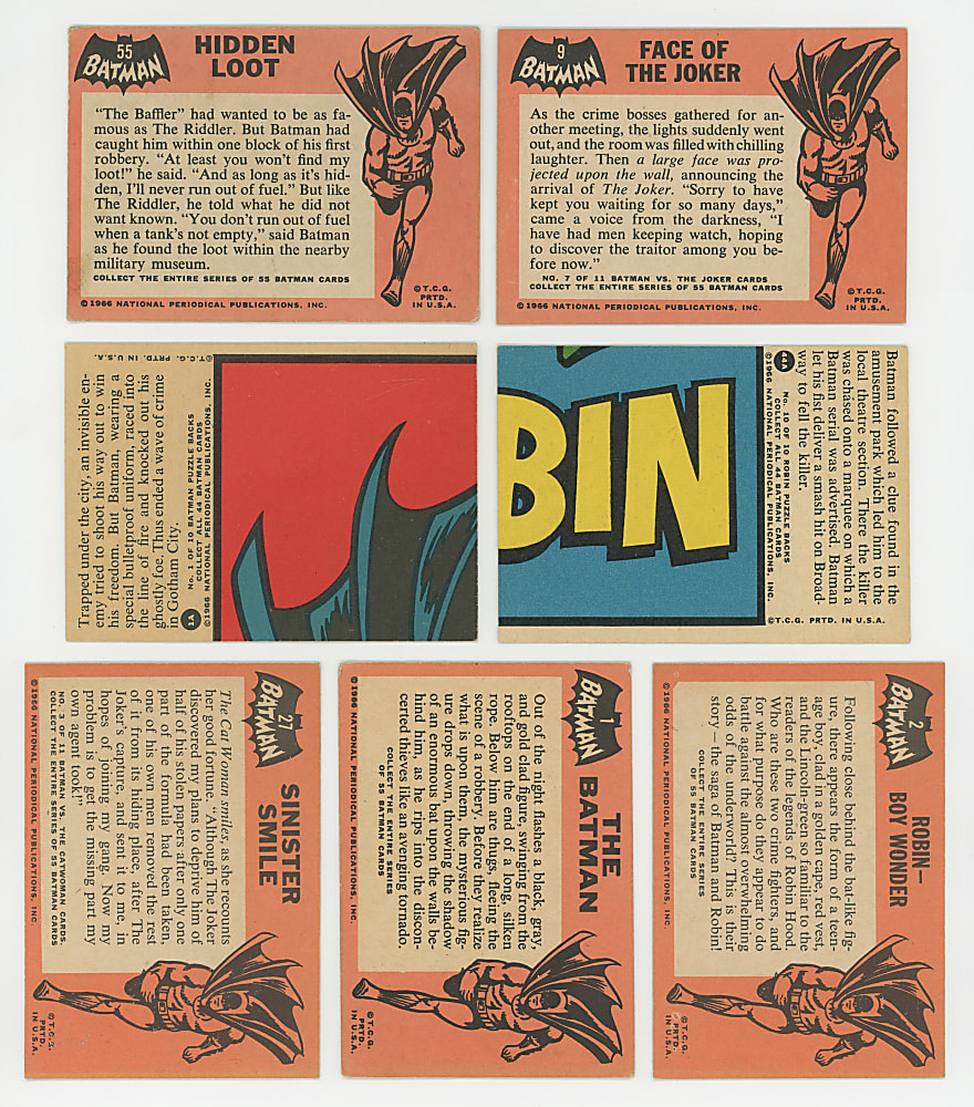 1966 Topps Batman Complete/Near Complete Sets (3) with (134/143) Cards Including Black Bat #1 The Batman