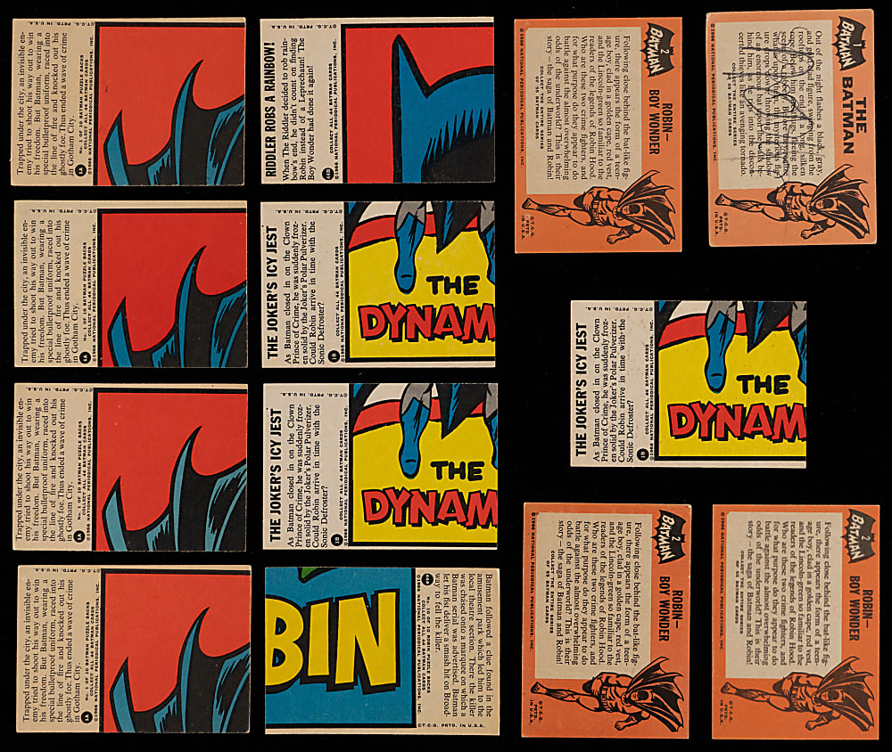 1966 Topps Batman Collection (325+) with Black, Blue & Red Bat Near Complete & Partial Sets Including #1 The Batman