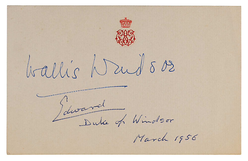 1956 King Edward VIII & Wallis Duchess of Windsor Dual-Signed Royal Cut