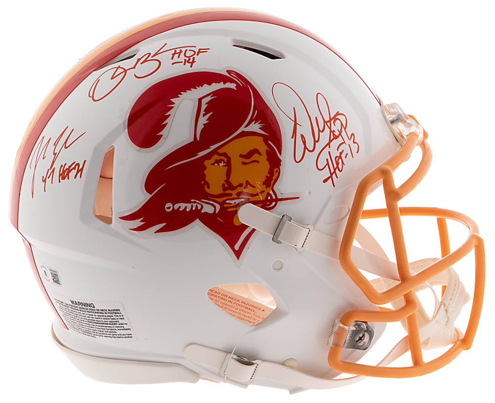 Tampa Bay Buccaneers Hall of Famer Multi-Signed Full-Size Throwback Creamsicle Helmet - Beckett