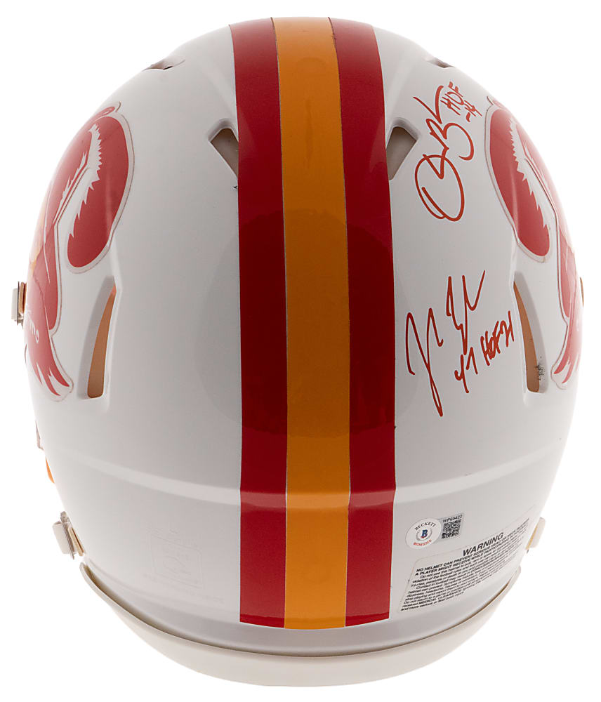 Tampa Bay Buccaneers Hall of Famer Multi-Signed Full-Size Throwback Creamsicle Helmet - Beckett