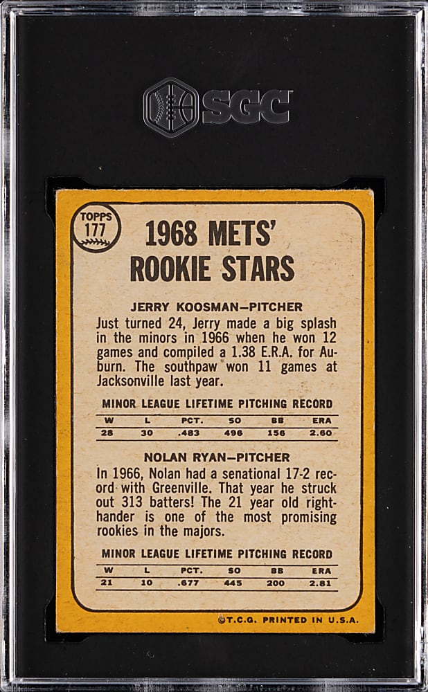 1968 Topps #177 Nolan Ryan Rookie SGC VG/EX 4