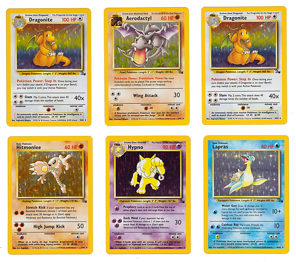 1999-2003 Pokémon Collection (21) with Tougher Examples Including (12) Fossil Holofoils