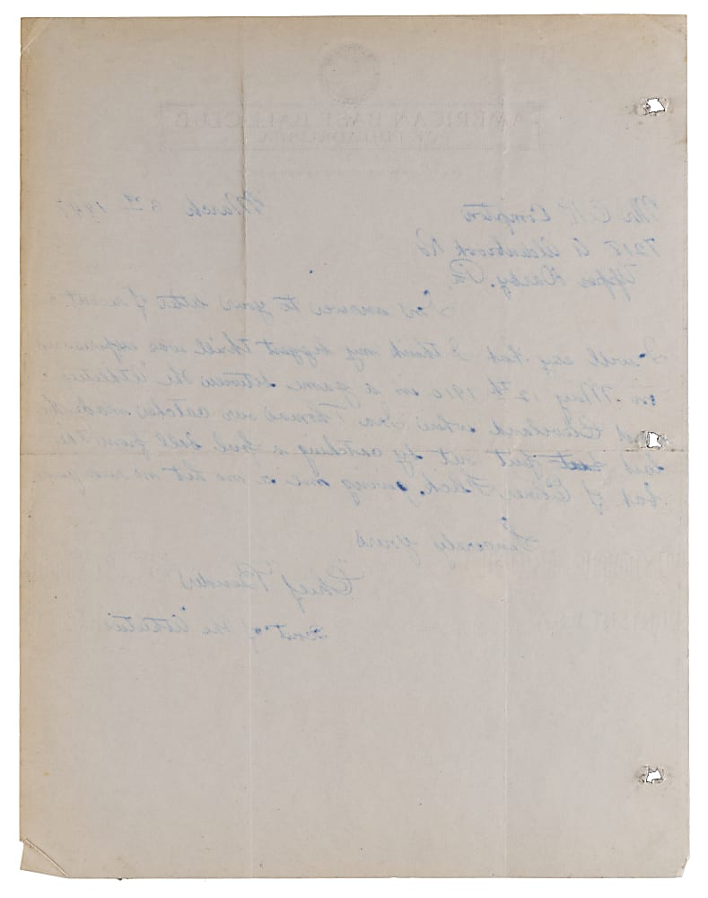 1947 "Chief" Bender "Most Thrilling Experience" Handwritten and Signed Letter - 1910 No-Hitter Against Cleveland with Full JSA