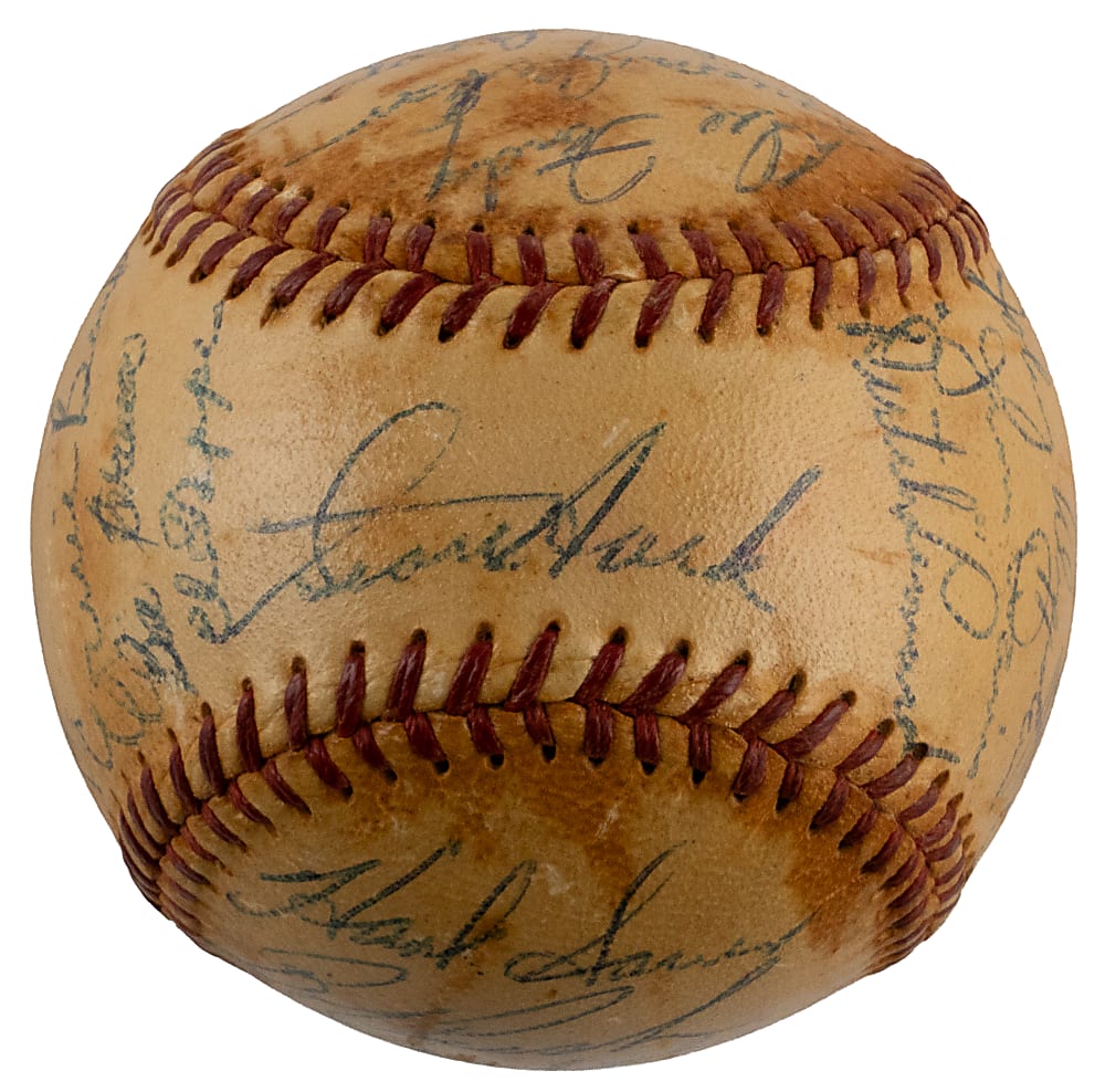 1954 Chicago Cubs Team-Signed ONL/Giles Baseball with (25) Signatures Including Rookie Year Ernie Banks!