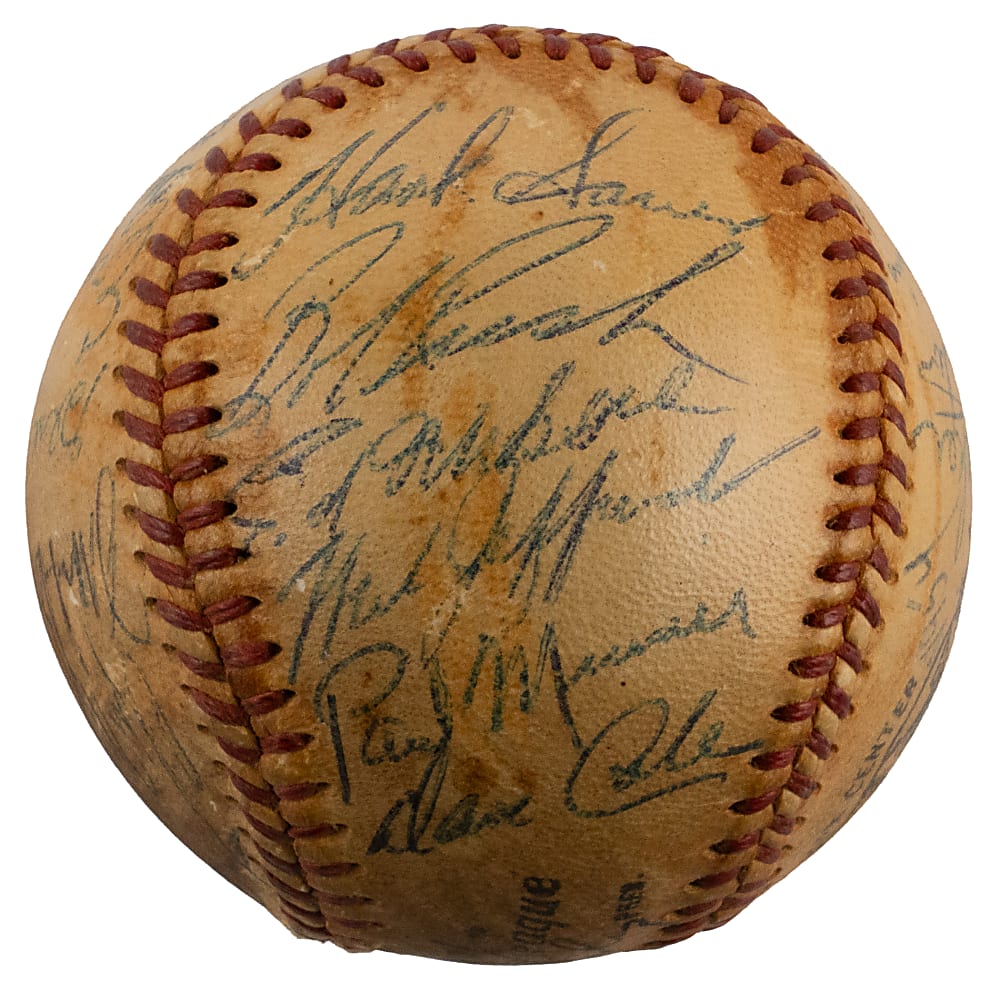 1954 Chicago Cubs Team-Signed ONL/Giles Baseball with (25) Signatures Including Rookie Year Ernie Banks!