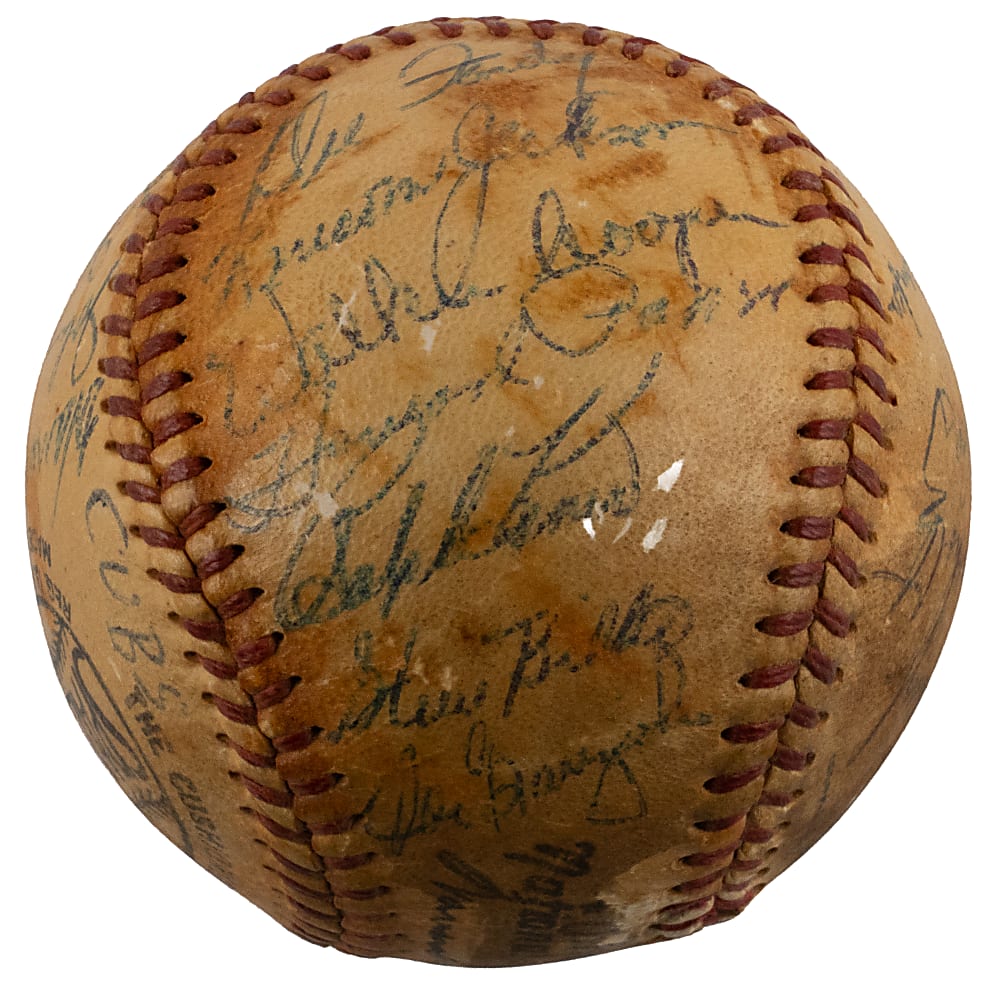 1954 Chicago Cubs Team-Signed ONL/Giles Baseball with (25) Signatures Including Rookie Year Ernie Banks!