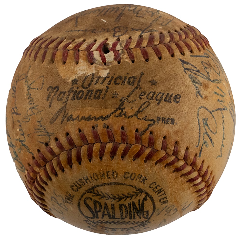 1954 Chicago Cubs Team-Signed ONL/Giles Baseball with (25) Signatures Including Rookie Year Ernie Banks!
