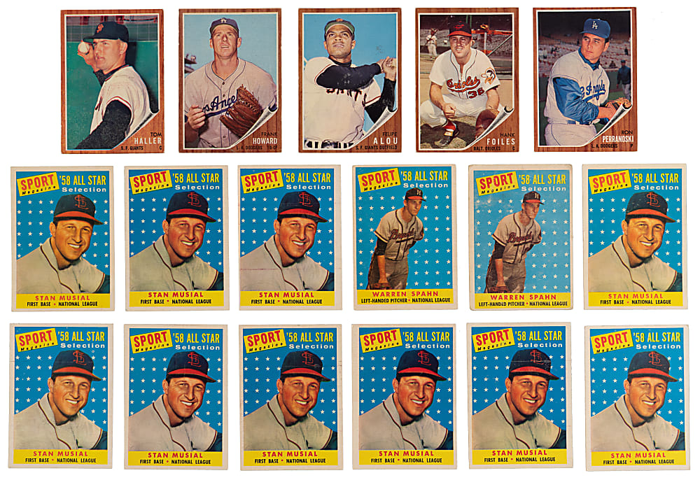 1958-1961 Baseball Hall of Fame & Others Group (35) with (10) Musial, (5) Aaron & (4) Mantle