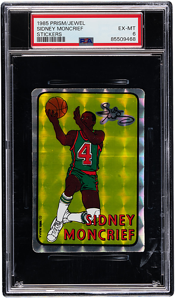 1985 Prism/Jewel Basketball Stickers Sidney Moncrief PSA EX-MT 6