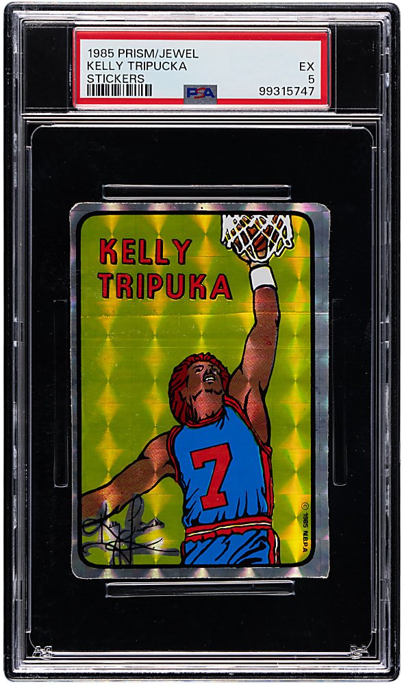 1985 Prism/Jewel Basketball Stickers Kelly Tripuka PSA EX-MT 6