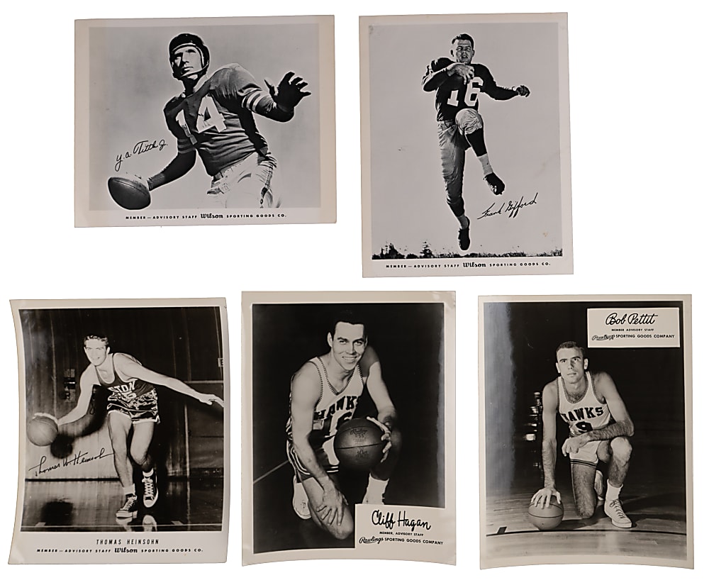 1950s-1960s Rawlings & Wilson Basketball & Football Advisory Staff Photo Collection (19) with Hall of Famers