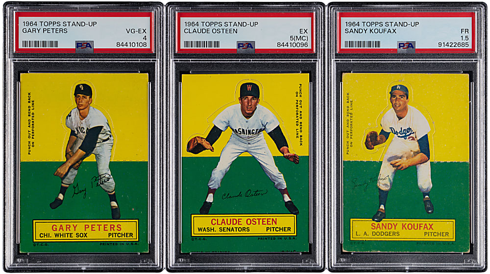 1964 Topps Stand-Up PSA Graded Trio with Sandy Koufax