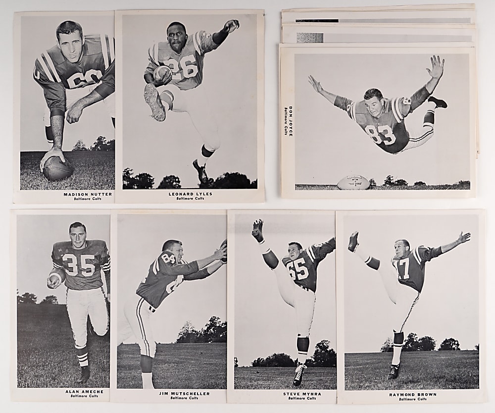 1960s Baltimore Colts Team Issue Photographs (20) with Period Signed Johnny Unitas