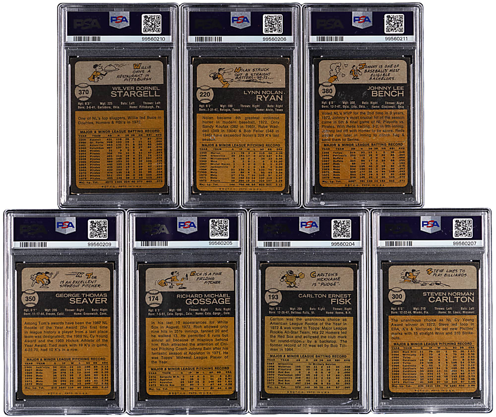 1973 Topps Hall of Fame PSA Graded Collection (7) with Nolan Ryan & Tom Seaver