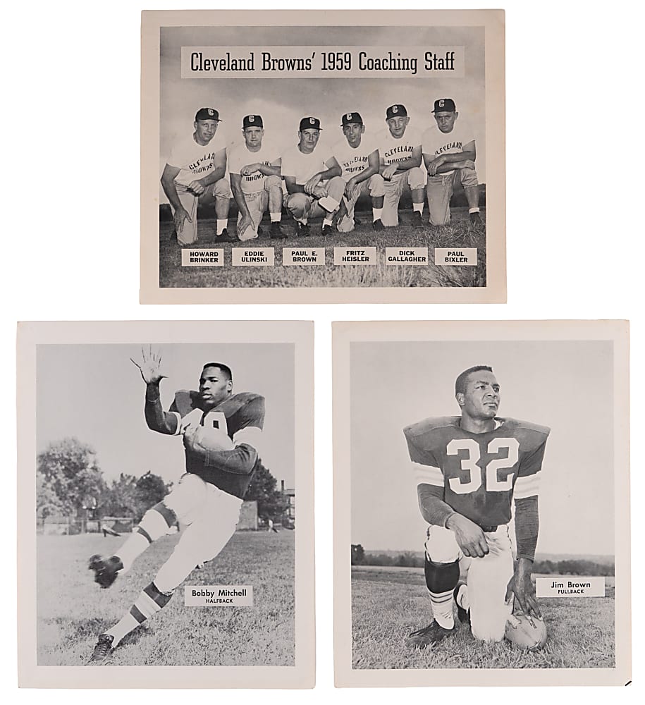 Circa 1959 Cleveland Browns Team Issue Photo Pack (35) with Early J. Brown, P. Brown & B. Mitchell