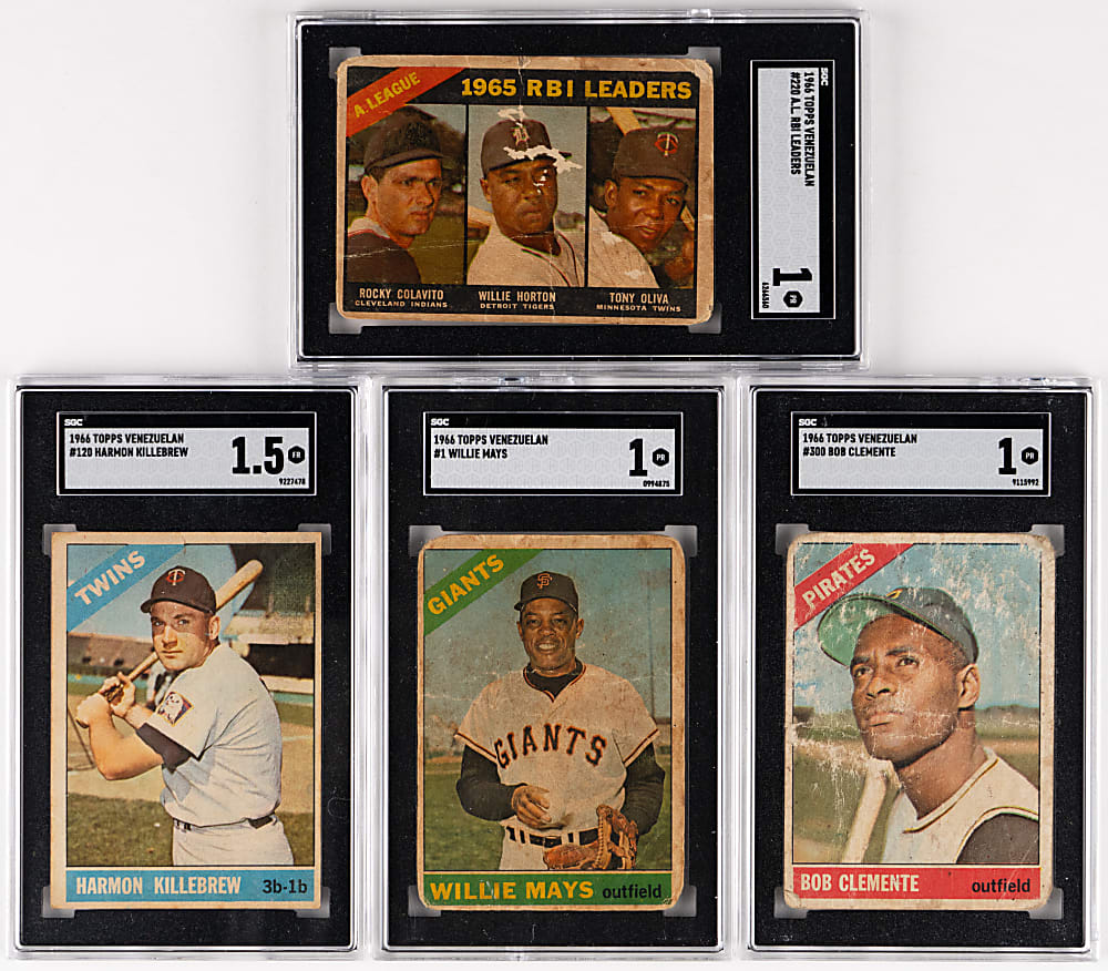 1966 Topps Venezuelan Hall of Fame SGC Graded Group (4) with Roberto Clemente & Willie Mays