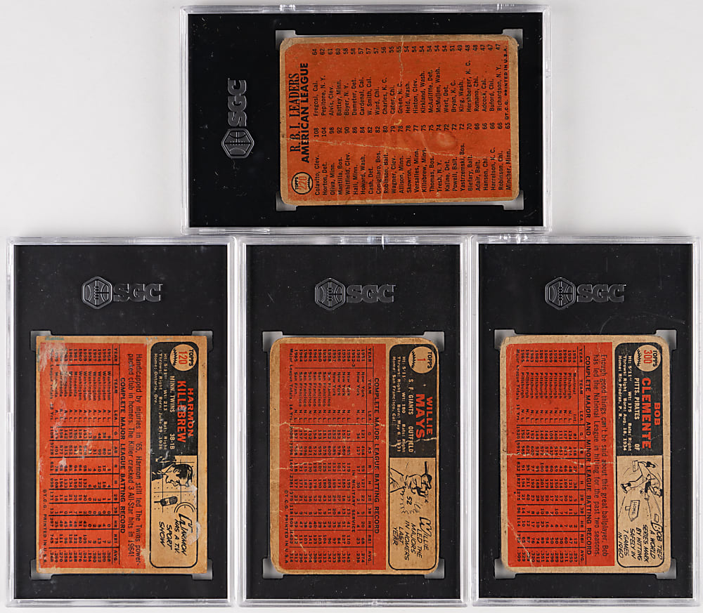 1966 Topps Venezuelan Hall of Fame SGC Graded Group (4) with Roberto Clemente & Willie Mays