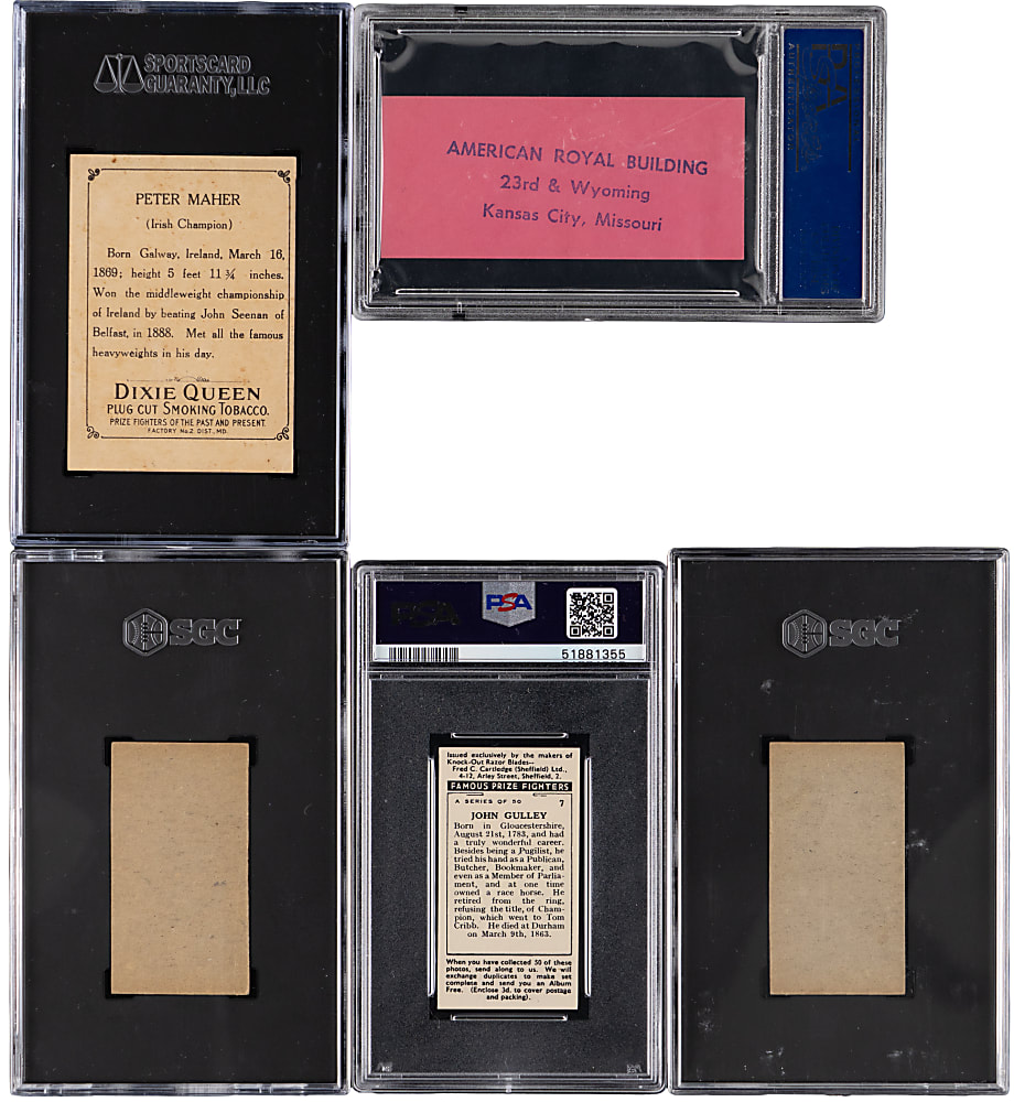 1910-1962 Graded Boxing Collection (5) with 1962 Liston/Patterson Full Ticket & (4) Cards