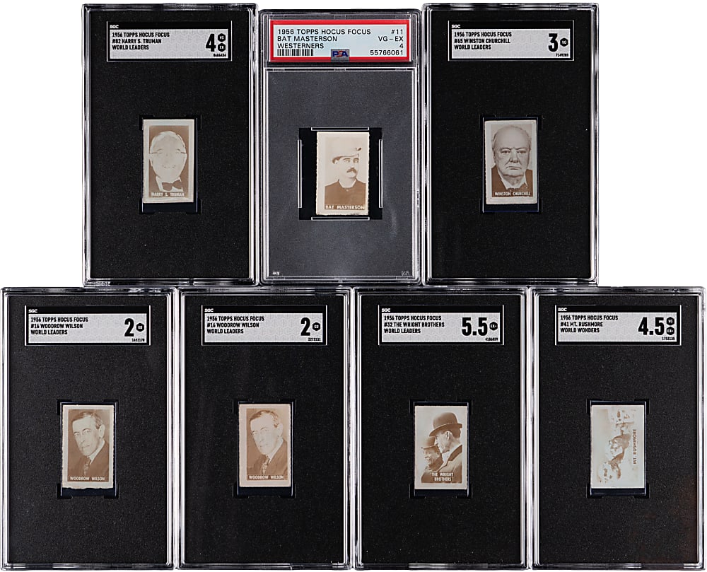 1956 Topps Hocus Focus Graded Group (7) with The Wright Brothers & Winston Churchill