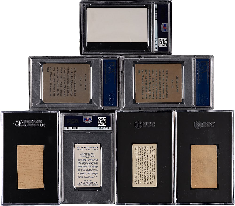 1919-1960s Non-Sport Collection (7) with (2) Charlie Chaplin & Leroy Neiman Signed Business Card - All PSA/SGC Graded