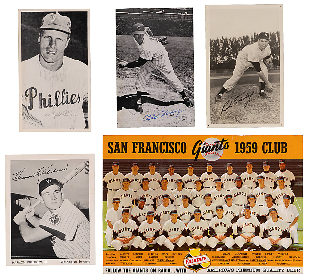 1940s-1960s Mostly Baseball Team Issue, Publicity & Postcard Photo Collection (58) with Yankees Mantle Tri-Fold & Other Scarcities