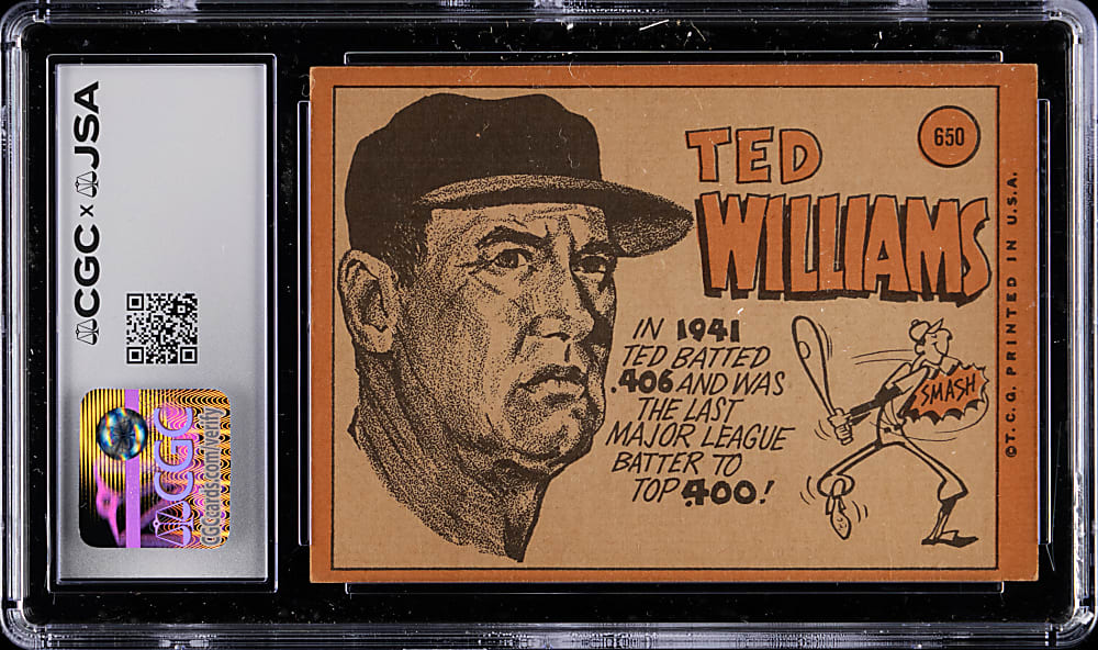 1969 Topps #650 Ted Williams CGC/JSA VG/EX+ 4.5 with Auto Grade 8