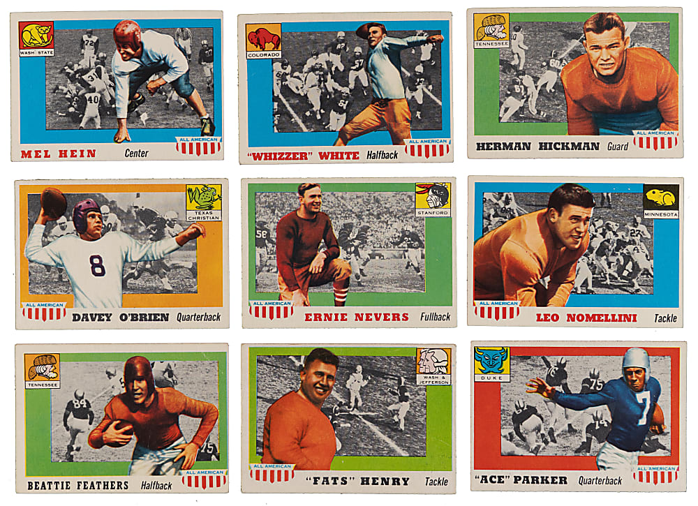1955 Topps All-American Collection (72) with Partial Set (68/100) including Jim Thorpe & The Four Horsemen SGC VG/EX 4 Graded Pair