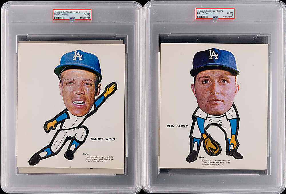 1963 Los Angeles Dodgers Pin-Ups Complete PSA Graded Set (10) with Original Envelope