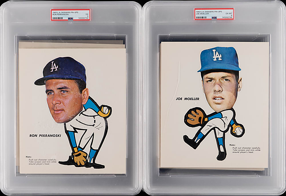1963 Los Angeles Dodgers Pin-Ups Complete PSA Graded Set (10) with Original Envelope