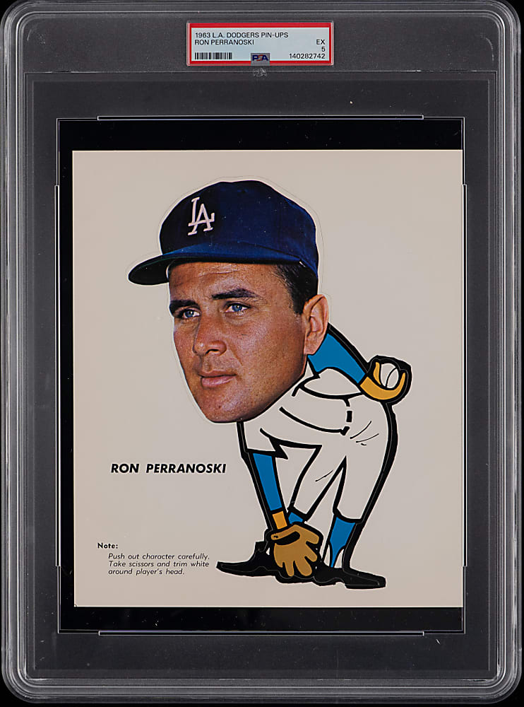 1963 Los Angeles Dodgers Pin-Ups Near Complete Set (6/10) with (5) PSA Graded Plus Don Drysdale & Original Envelope