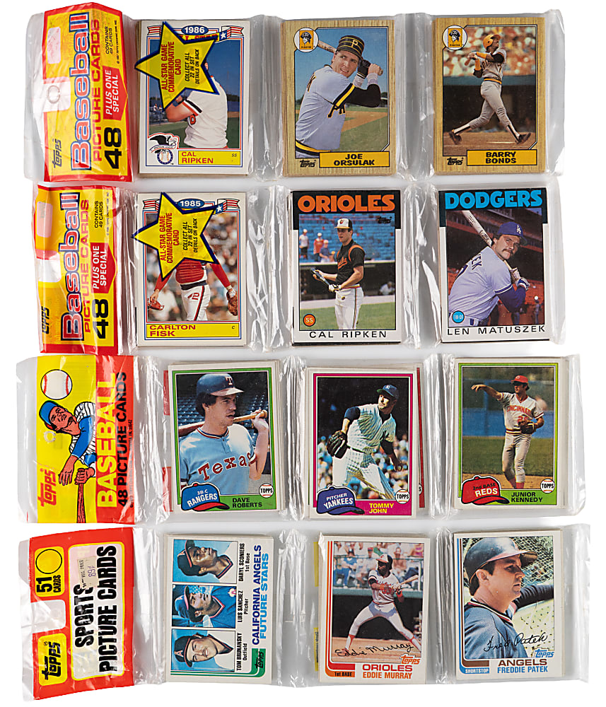 1981-1991 Unopened Rack Packs (14) with (2) 1982 Topps & 1987 Topps with Barry Bonds Showing