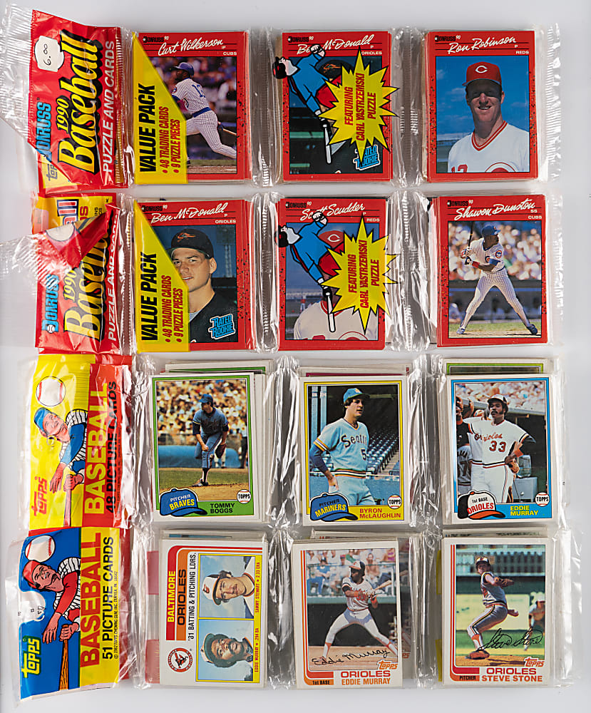 1981-1991 Unopened Rack Packs (14) with (2) 1982 Topps & 1987 Topps with Barry Bonds Showing