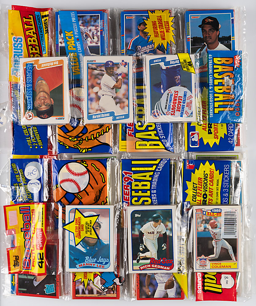 1981-1991 Unopened Rack Packs (14) with (2) 1982 Topps & 1987 Topps with Barry Bonds Showing