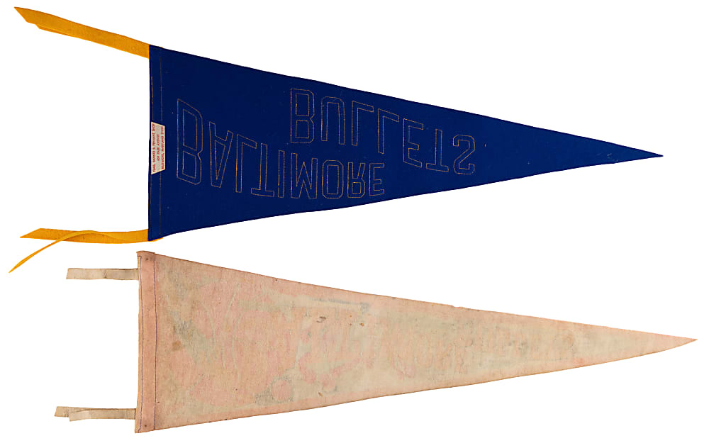Circa 1940s-1970s Baltimore, Capital & Washington Bullets Pennants (5) with Rare ABL/BAA Style Example