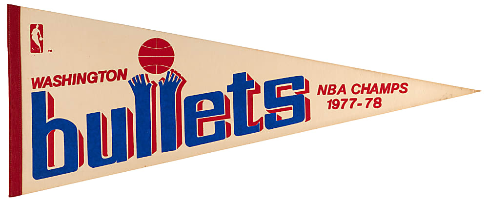 Circa 1940s-1970s Baltimore, Capital & Washington Bullets Pennants (5) with Rare ABL/BAA Style Example