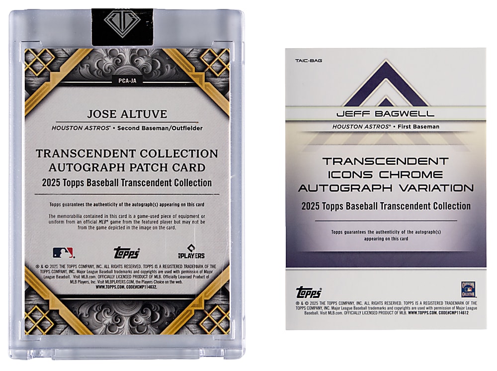 2025 Topps Transcendent Houston Astros Autographed Pair with Jose Altuve & Jeff Bagwell