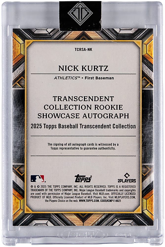 2025 Topps Transcendent Nick Kurtz Rookie Showcase Autograph #/25