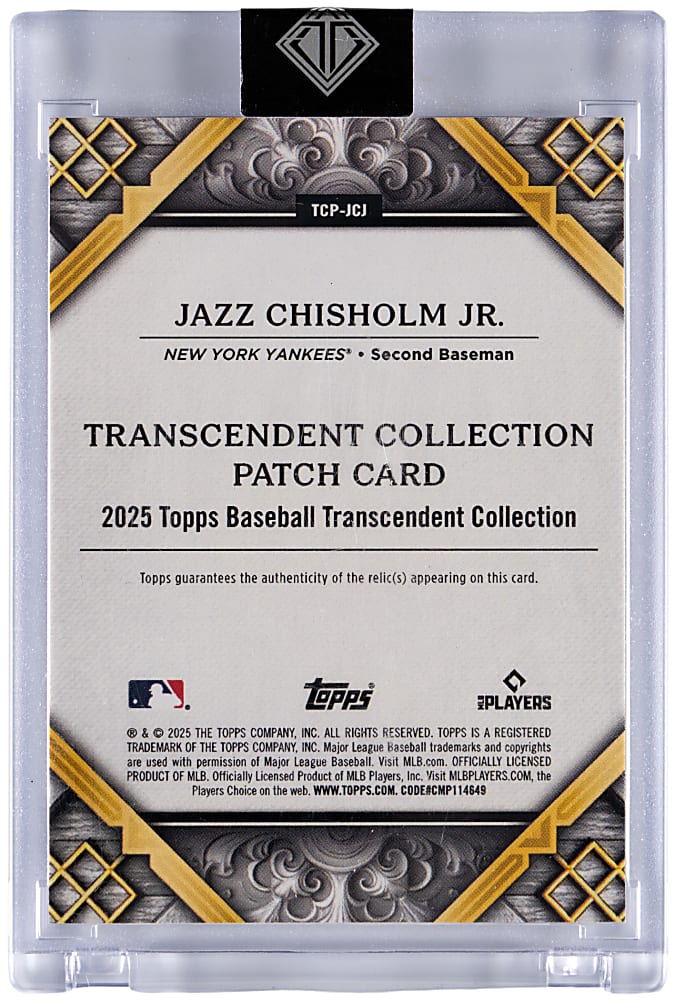 2025 Topps Transcendent Jazz Chisholm #1/1 Patch Laundry Tag
