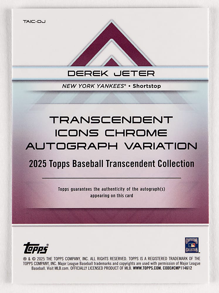 2025 Topps Transcendent Derek Jeter Icons Chrome Autograph Variation #/25