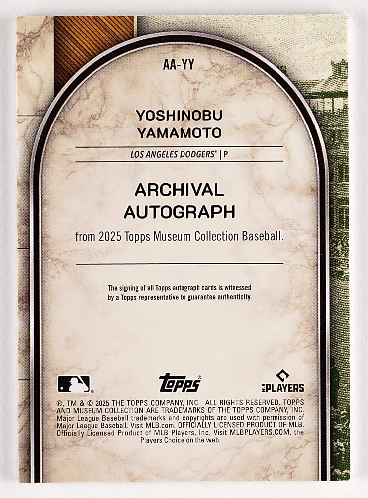 2025 Topps Museum Collection Yoshinobu Yamamoto Archival Autograph #/10