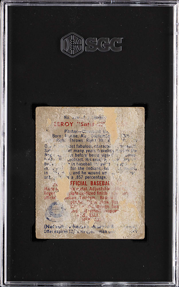 1949 Bowman #224 Satchel Paige Rookie High Number SGC POOR 1