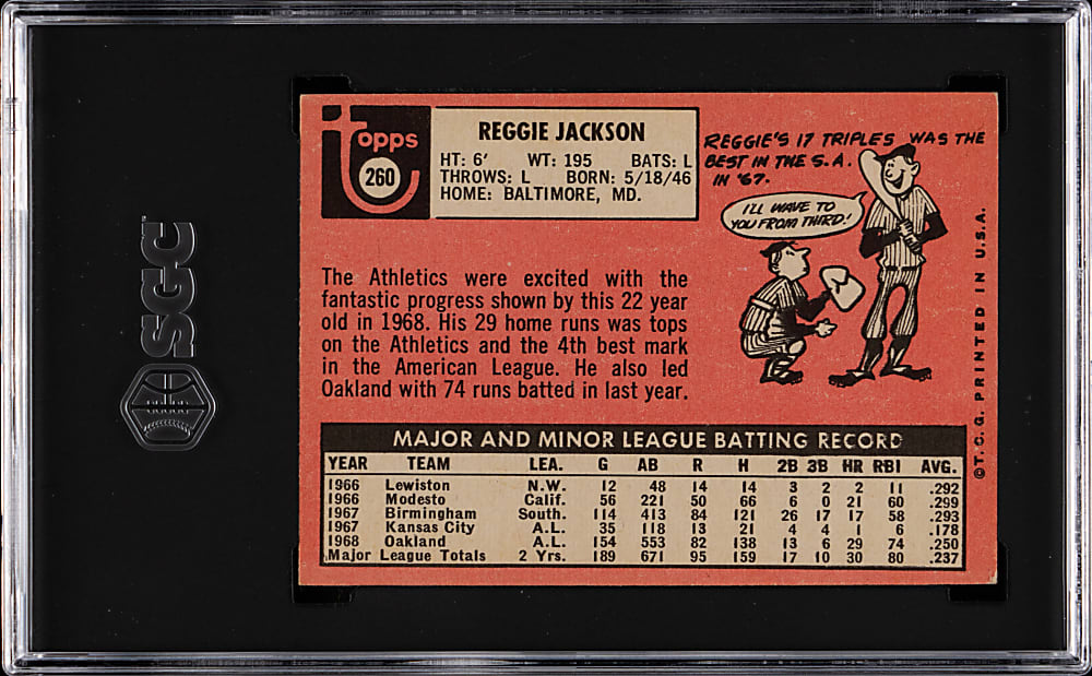 1969 Topps #260 Reggie Jackson Rookie SGC VG/EX+ 4.5