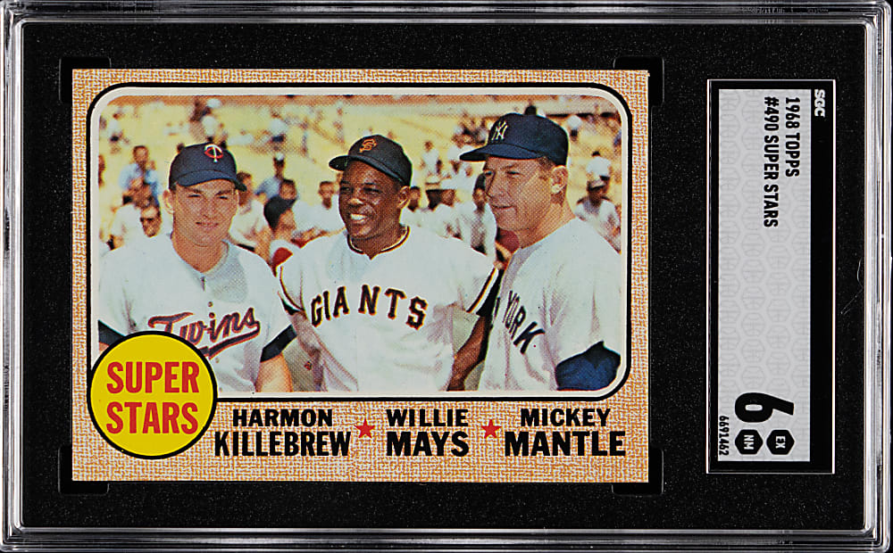 1968 Topps #490 Super Stars Harmon Killebrew/Willie Mays/Mickey Mantle SGC EX/NM 6