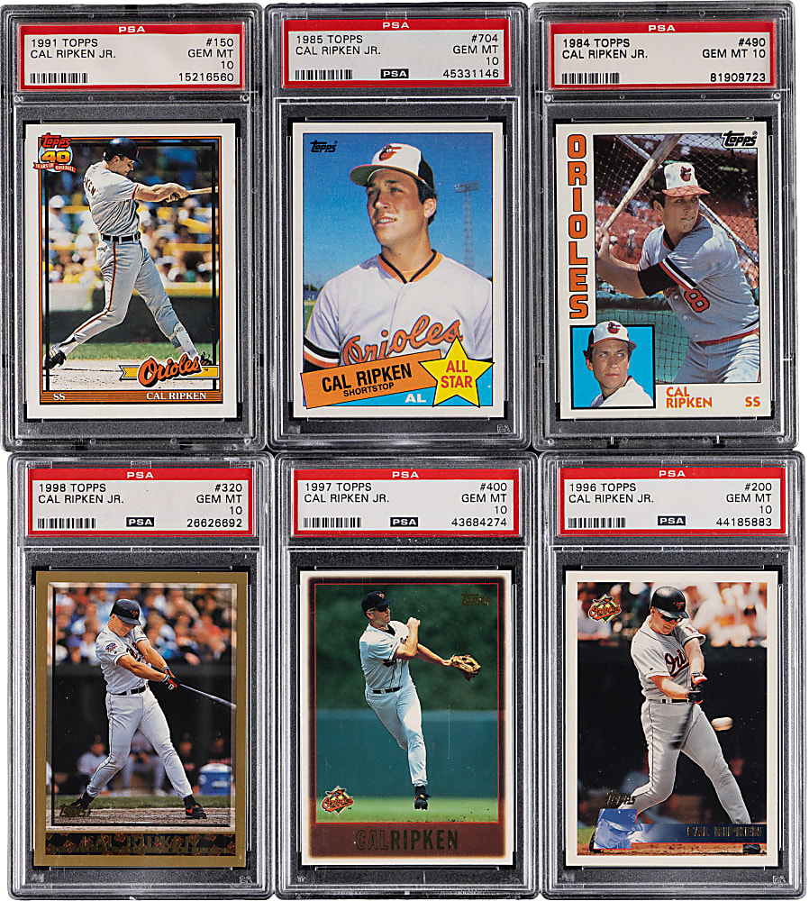 1984-1998 Topps Cal Ripken Jr. PSA GEM MINT 10 Collection (10)