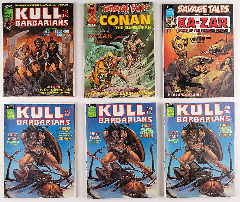 1971-1975 Marvel Conan, Kull & Ka-Zar Comic Magazines (21) with Savage Tales #1 First Man-Thing