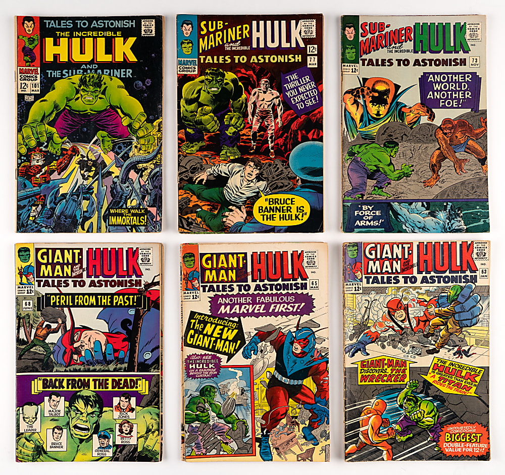 1964-1967 Marvel Tales to Astonish Comics (28) with #59 First Hulk in This Title & #93 Hulk vs. Silver Surfer