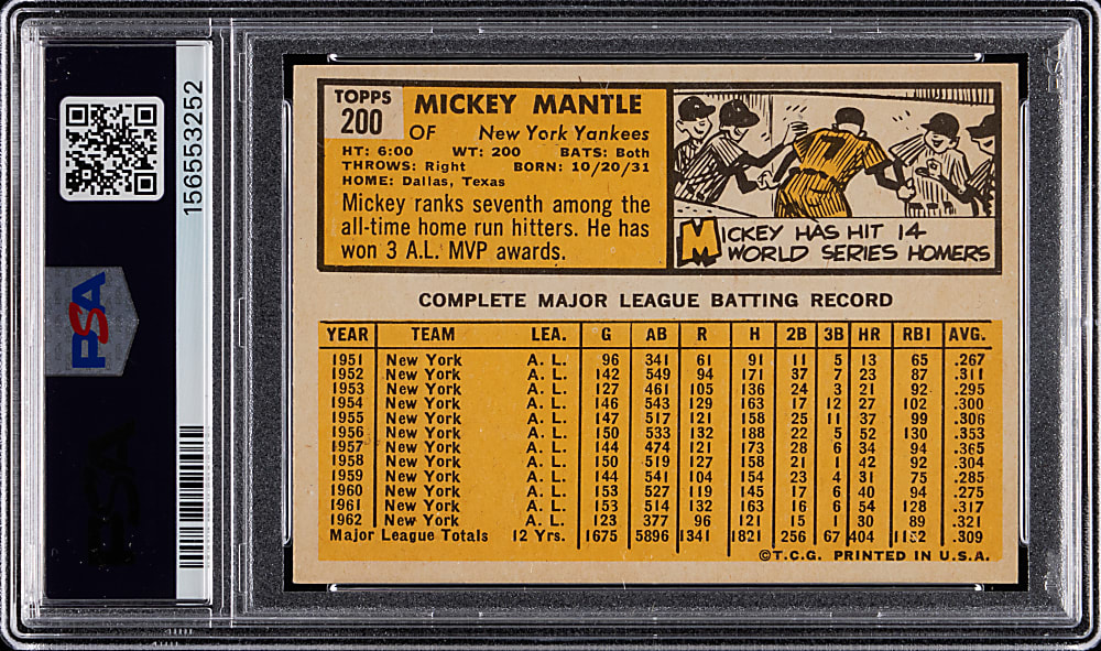 1963 Topps #200 Mickey Mantle PSA VG-EX 4