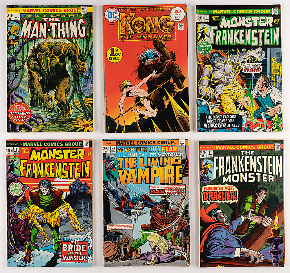 1960s-1990s Marvel/DC/Other Horror Comic Books (44) with Man-Thing #1 & Monster of Frankenstein #1